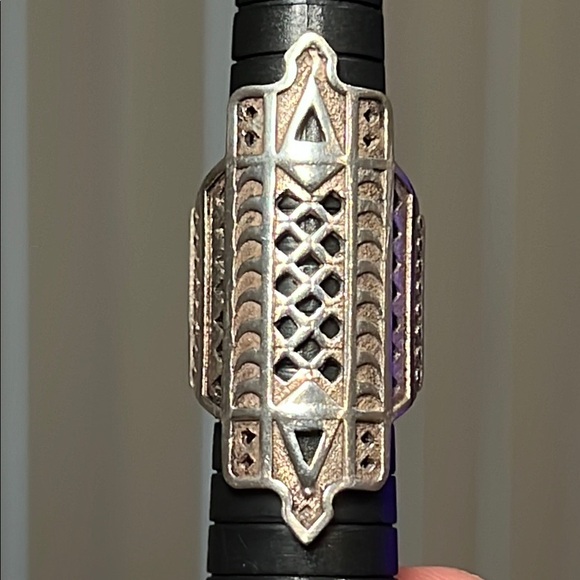 Vintage Jewelry - VTG Gothic Cathedral Window Geometric Full Finger Tower Sterling Silver Ring